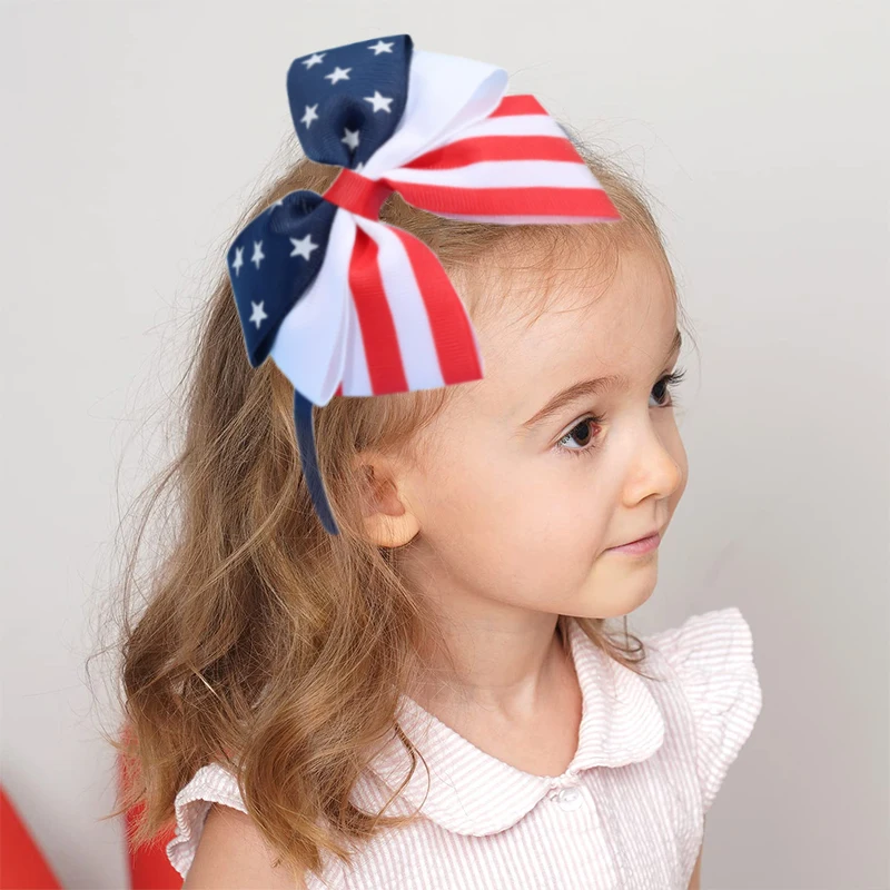 Cute Children Bows Headbands Sweet Girls Floral Print Stars Stripes Hair Band Kids Hair Hoop Princess Headwear Hair Accessories