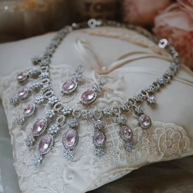 

CC комплекты ожерелья и сережек для свадебной вечеринки, бижутерия, женский аксессуар, свадебные ювелирные изделия, комплект ювелирных изделий для помолвки T0269