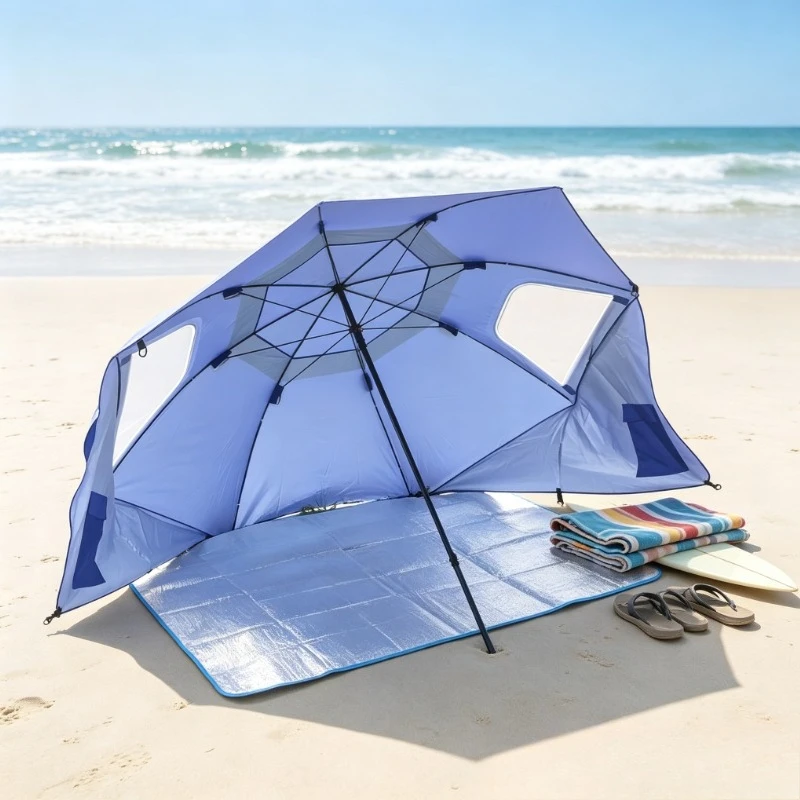 Essential for camping and fishing, beach tent umbrella, wind-resistant structure, safe shade for the whole family to travel