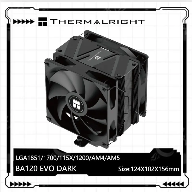 

Теплоотвод с воздушным охлаждением Thermalright BA120 EVO CPU, 6 тепловых труб, одиночный башенный двойной вентилятор, поддерживает LGA1700 AMD AM5