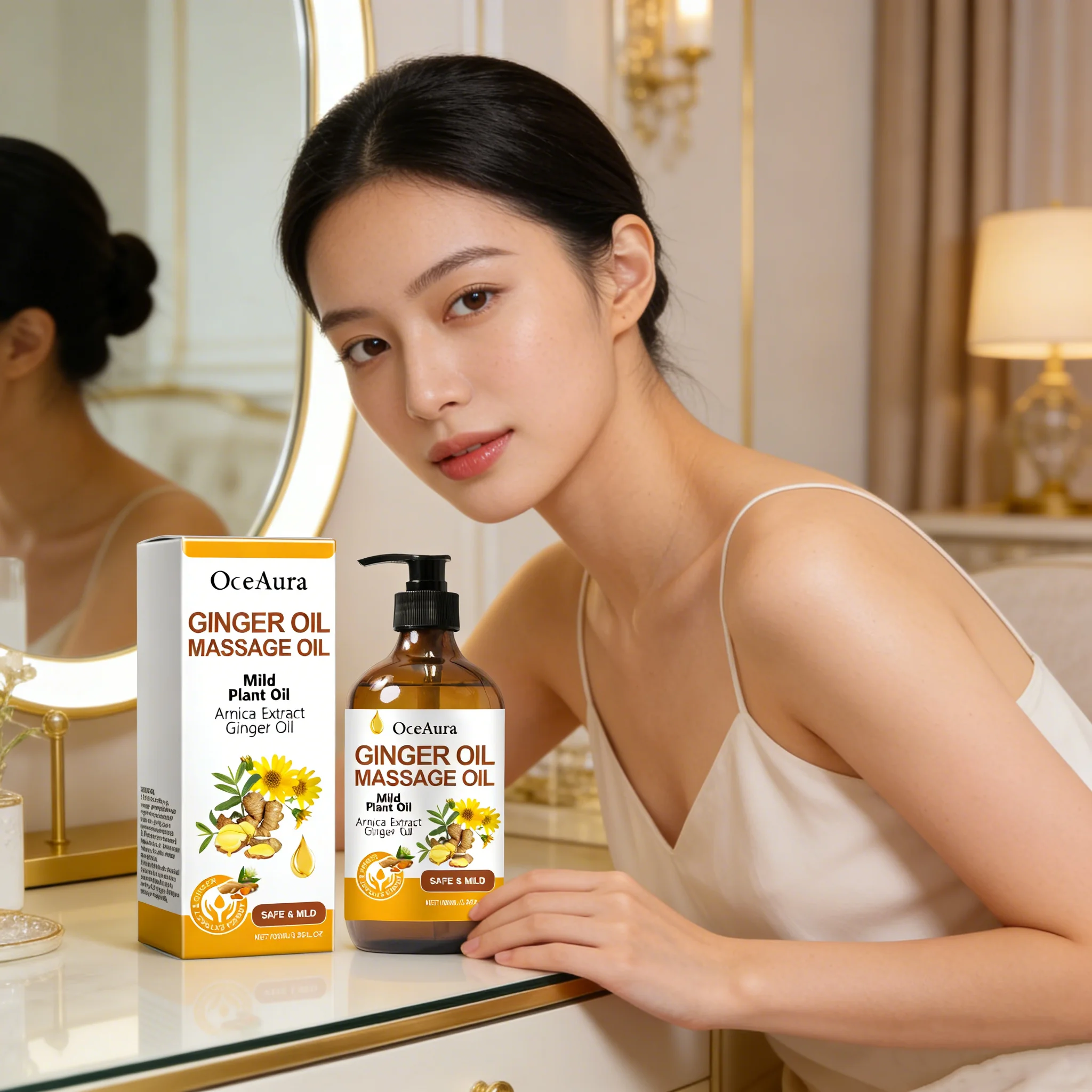 OCEAURA Ginger Massage Essential Oil Firm Relax Muscles Relieve Fatigue Hydration Enhance Resilience Skin Nourish Essential Oil