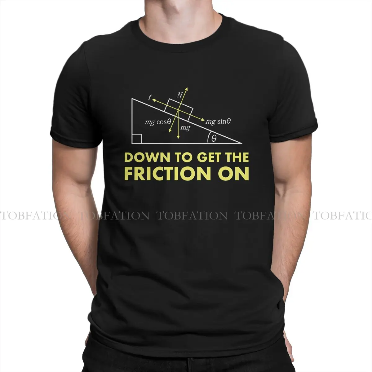 Down To Get The Friction On Physics Diagram Round Collar TShirt Engineer Electrical Electrician Pure T Shirt Man's