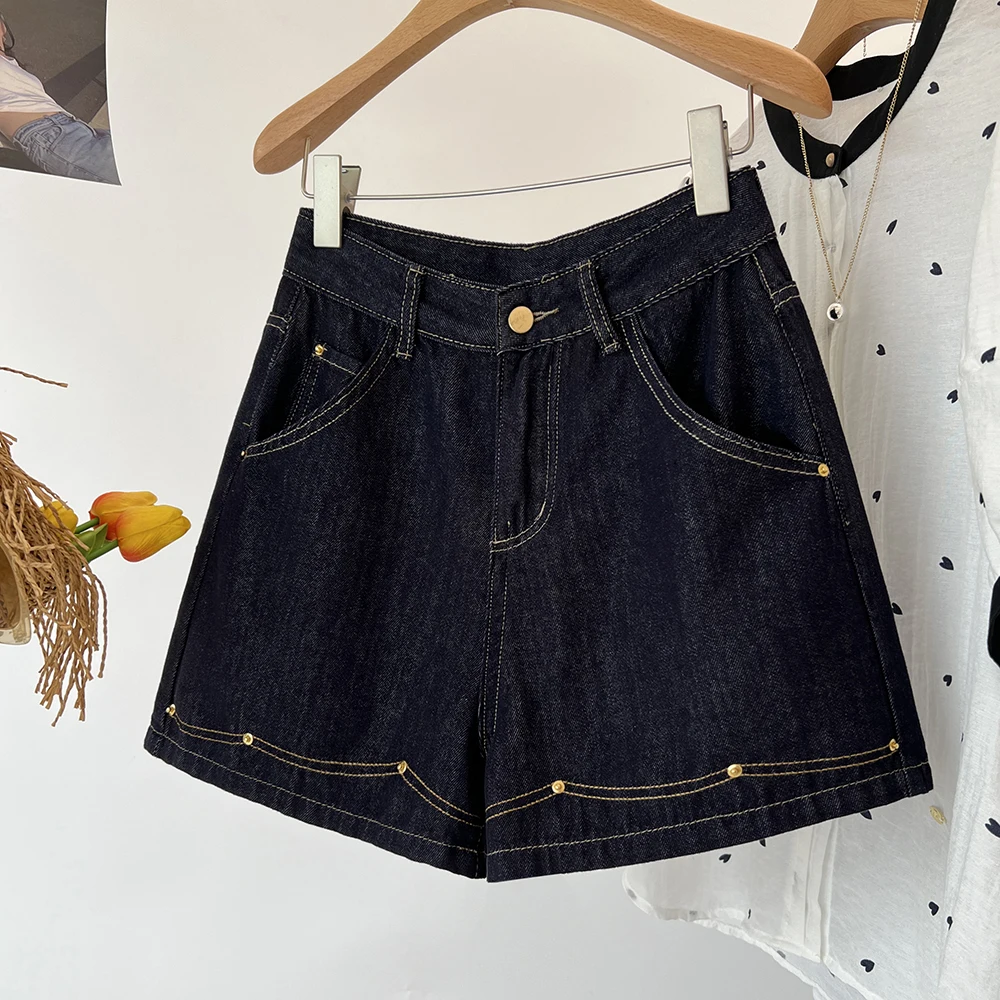 

New In Spring Fashion Cotton Linen Sparkle Sequins Hot Drilling Women's Shirts Long Sleeve Loose Casual Blouses Blue Tops