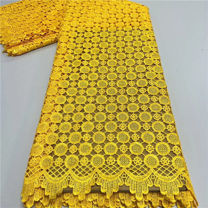 

5 ярдов, однотонная мягкая Водорастворимая французская гипюровая кружевная африканская тюль, сетчатая вышитая ткань для свадебной вечеринки 12L210101