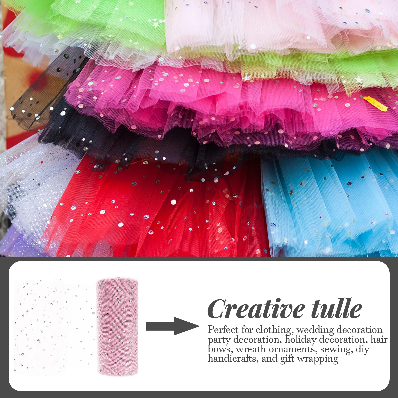 

1 Roll Glitter Tulle Fabric Roll Smooth Mesh Ribbon for Gift Wrapping DIY Wedding Party Decoration Crafts Tulle Ribbon Rolls