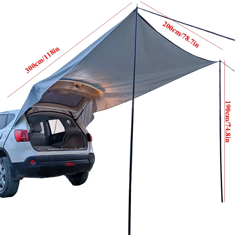 Rear Trunk Extension Canopy Rainproof and Sunscreen Self Driving Multi-fuction Tourist Outdoor Camping Roof Top BBQ Family Tarp