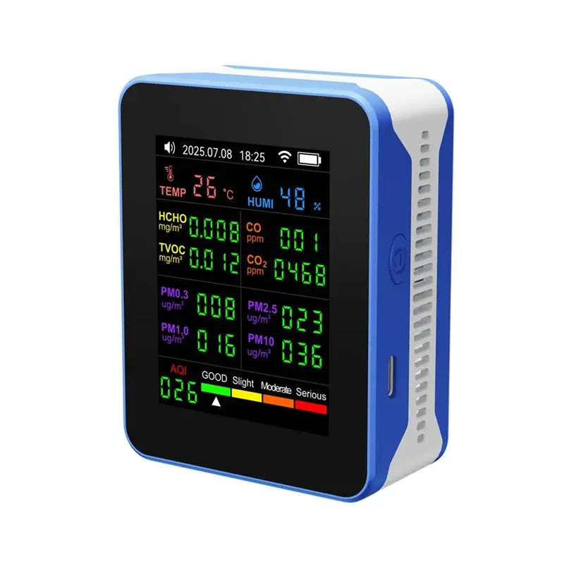 ABSU Tuya Wifi 16 In 1 Air Quality Monitor PM2.5 PM10 HCHO TVOC CO Carbon Dioxide Air Detector Screen Display B