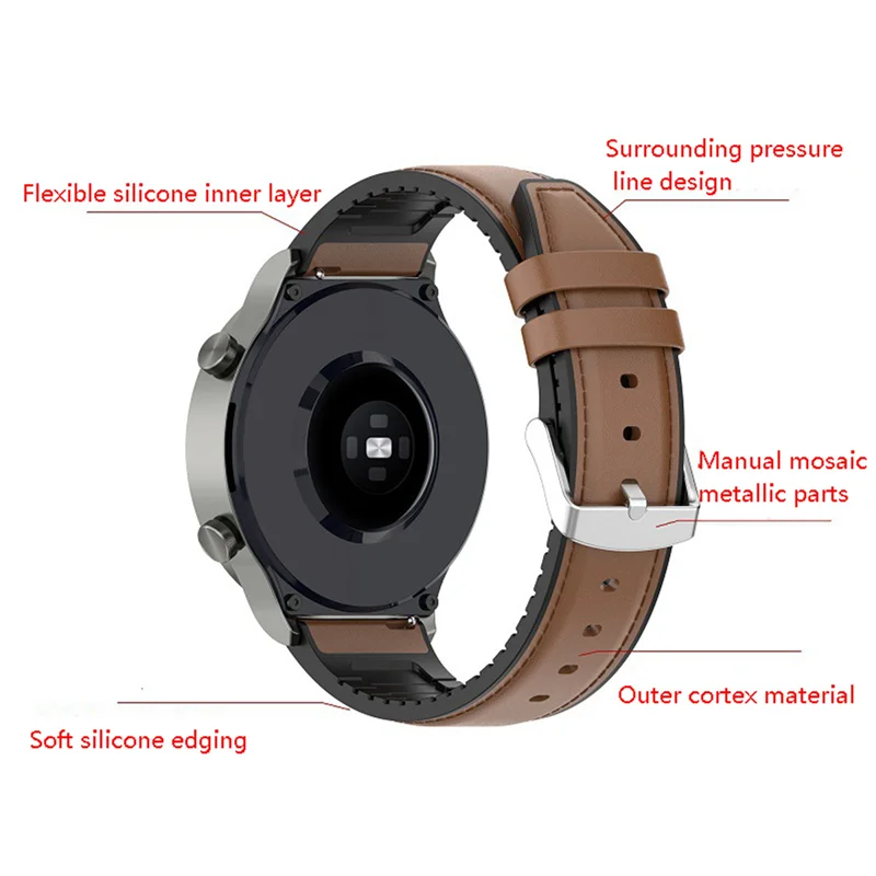 

【Sleek Design】2X кожаный ремешок для часов для Huawei Watch GT2 Pro браслет 22 мм браслет для Huawei WATCH Gt 2 Pro коричневый