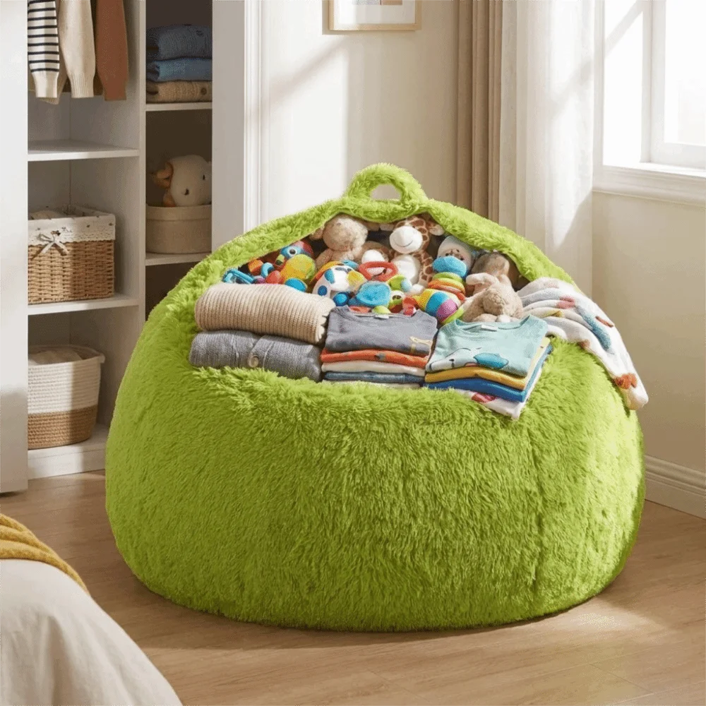 Giant Bean Bag Soft Fluffy Lazy Sofa Cover Large Size Round Bean Bag Chair Cover Colorful Cozy Cushion Cover Living Room