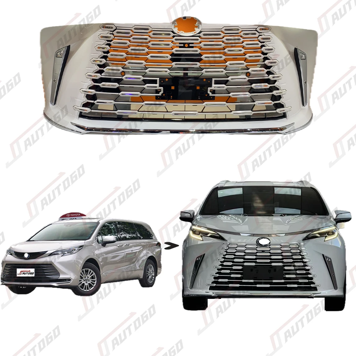 

Фабрика Totoya Sienna до 2025 LM Обновленный комплект кузова для автозапчастей 2020-ON Sienna Facelift LM Модель бампера Sienna Conversion Kit