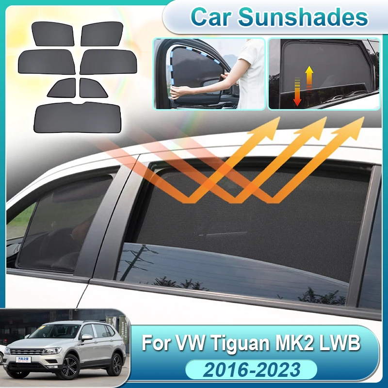 

For Volkswagen VW Tiguan MK2 LWB 2016-2023 Car Sunshade Magnetic Curtain Mesh Front Windshield Rear Window Sunshade Car Shadings