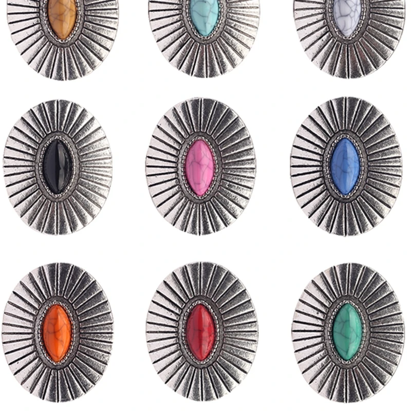 New 3pcs/lot 34*27MM Retro Zinc Alloy Oval Clothes Decorative Concho Buttons Charms Pendants DIY Hair Jewelry Accessories