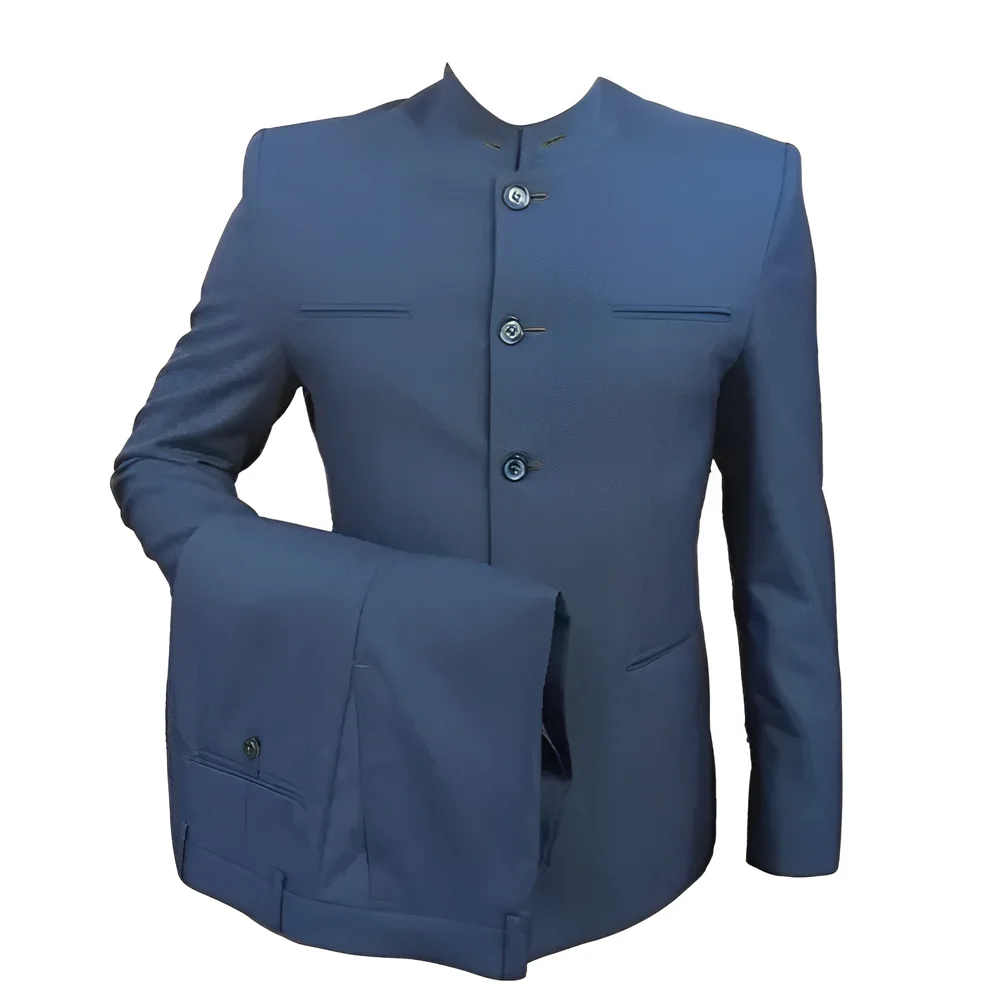 

Formal Men's Suit 2 Piece Set Stand Collar Blazer Pants Wedding Groom Tuxedo Oriental Design Dress for Mens