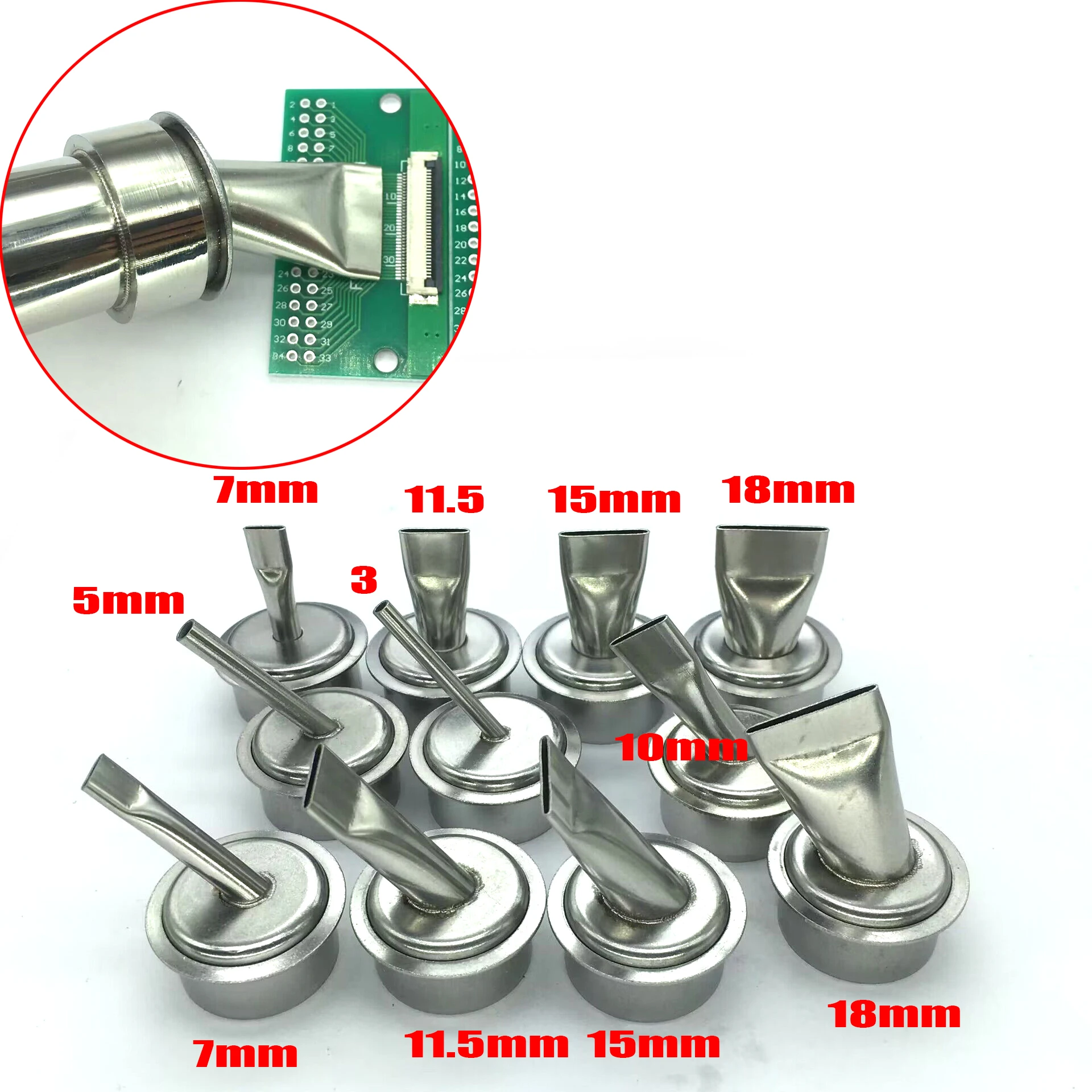 11PCS SMD IC PCB BGA FPC/FFC Flat Stainless Hot Air Gun Nozzle for 861DW Soldering station