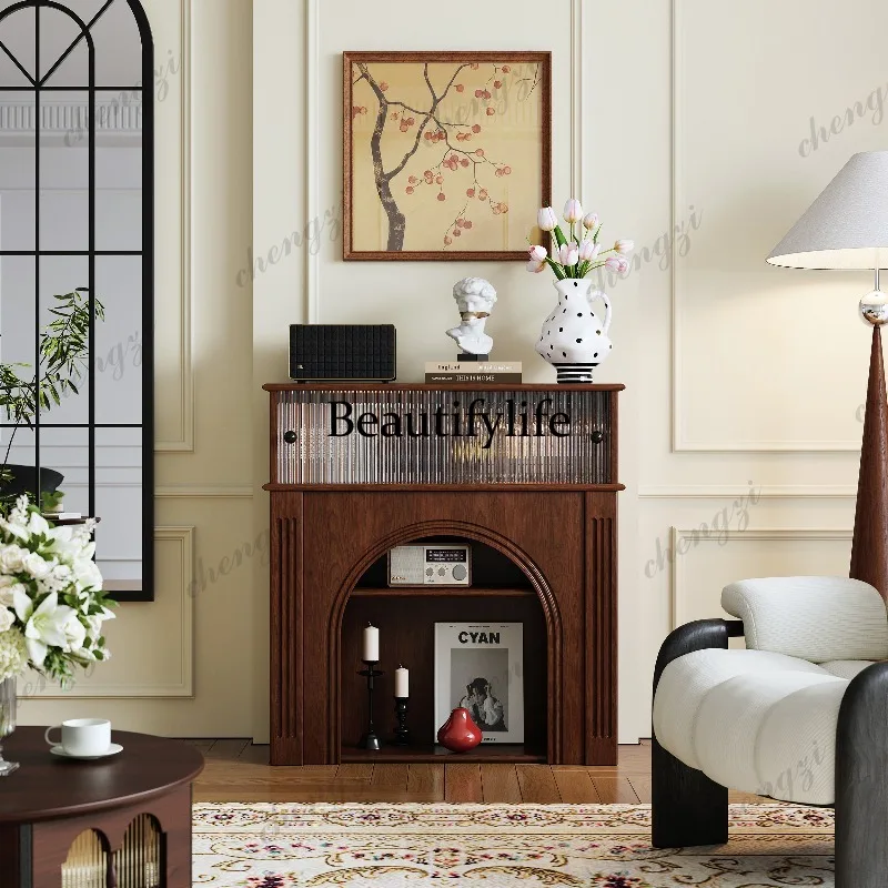 French cream wind fireplace decorative cabinet living room household small apartment modern simple fireplace cabinet