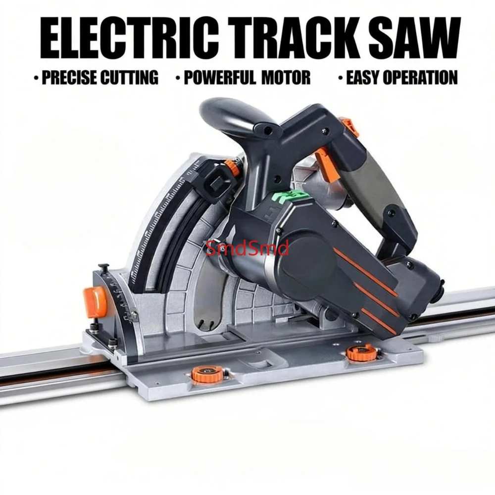 Electric Track Saw with Guide Rail System Precision Wood Cutting Machine Adjustable Depth Circular Rail Saw