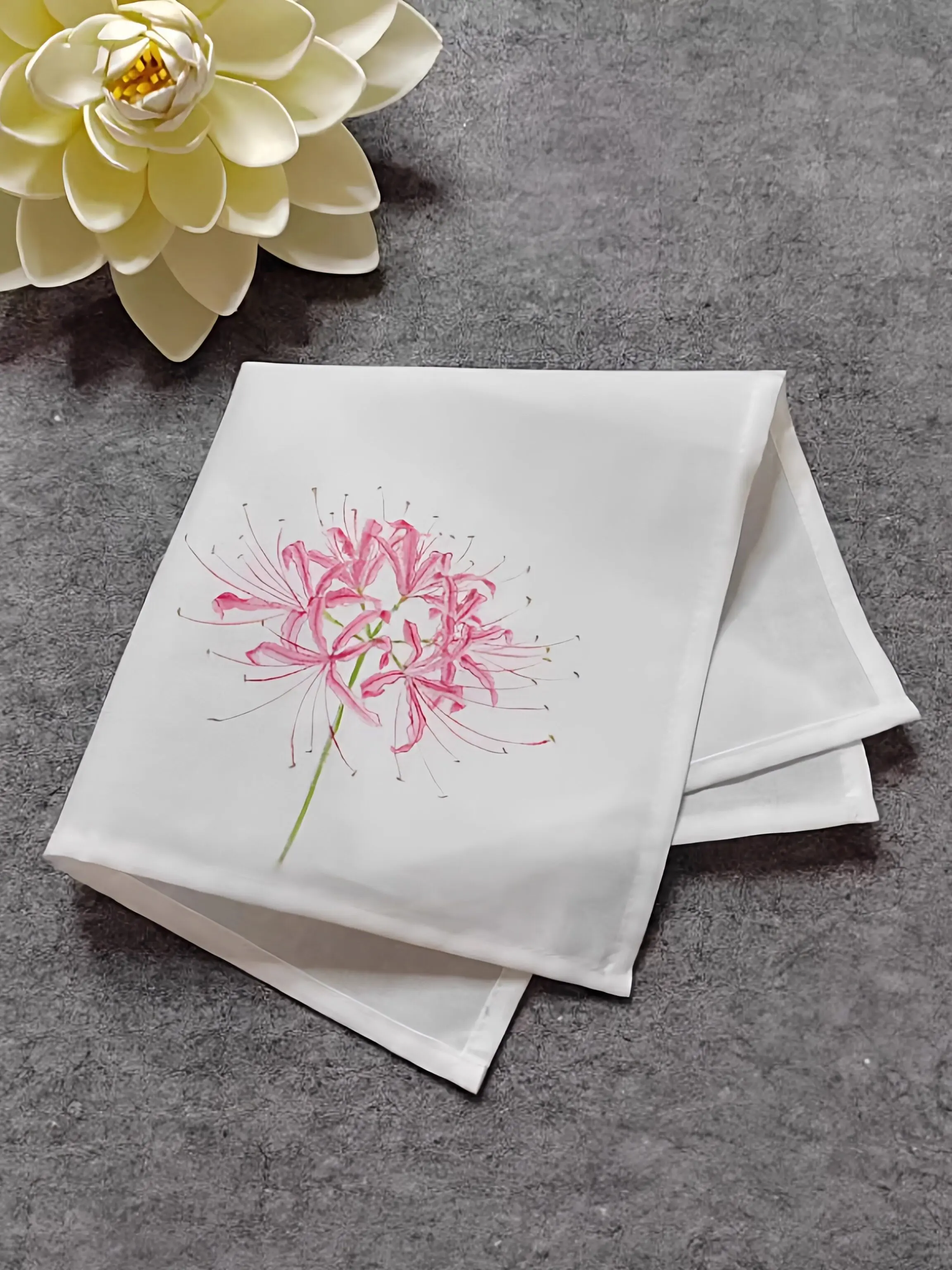 Chinese Style Hand Painted Classic Floral Cotton Linen Handkerchief Soft Absorbent Lucky Blessing Hanky Gift For Women Daily Use