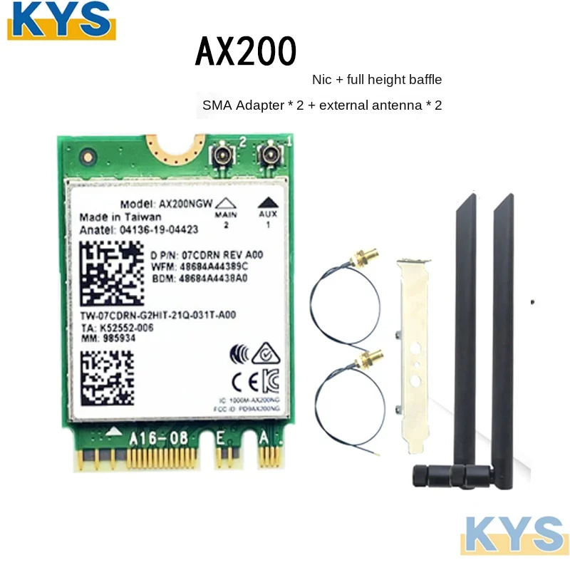Беспроводная карта Intel для AX200NGW WiFi 6, беспроводная карта AX200 M.2 Bluetooth 5,2 2,4G/5 ГГц 802.11ac/ax
