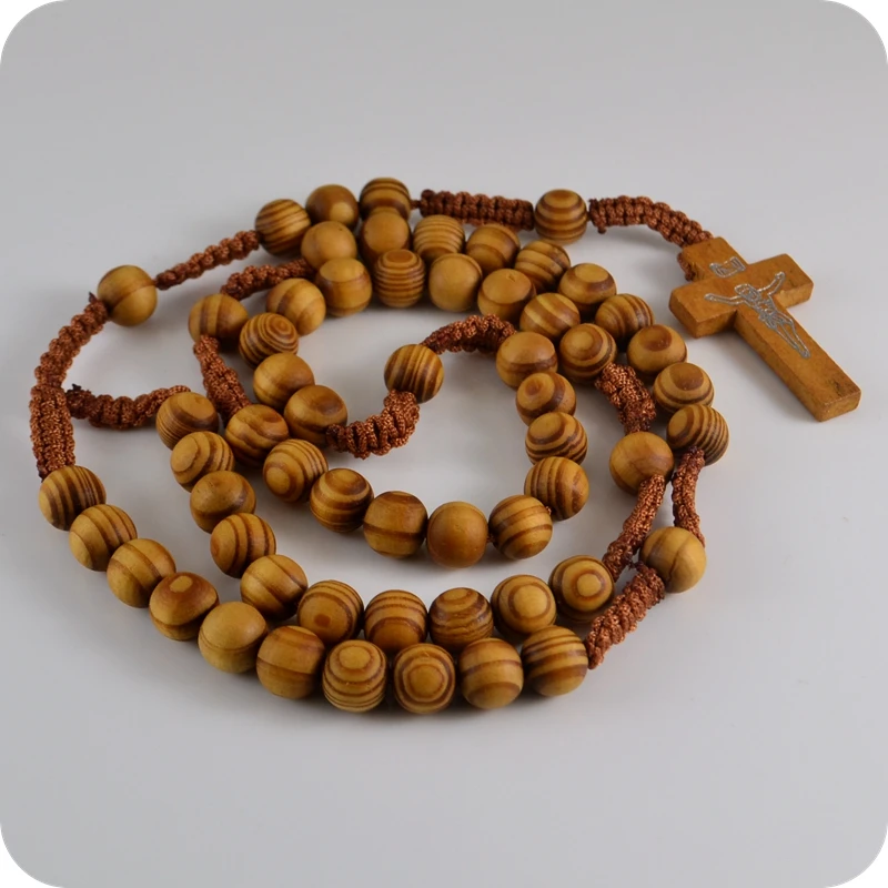 

12x 10mm Pine Wood Rosary Beads INRI JESUS Cross Christianity Catholic Anglicanism Religious Jewelry