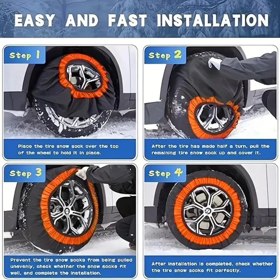 1Pair Car Winter Wheel Chain Snow Socks Emergency Pickup Truck Anti-Skid Tire Cover Off-Road SUV Tire Anti-Slip Accessories