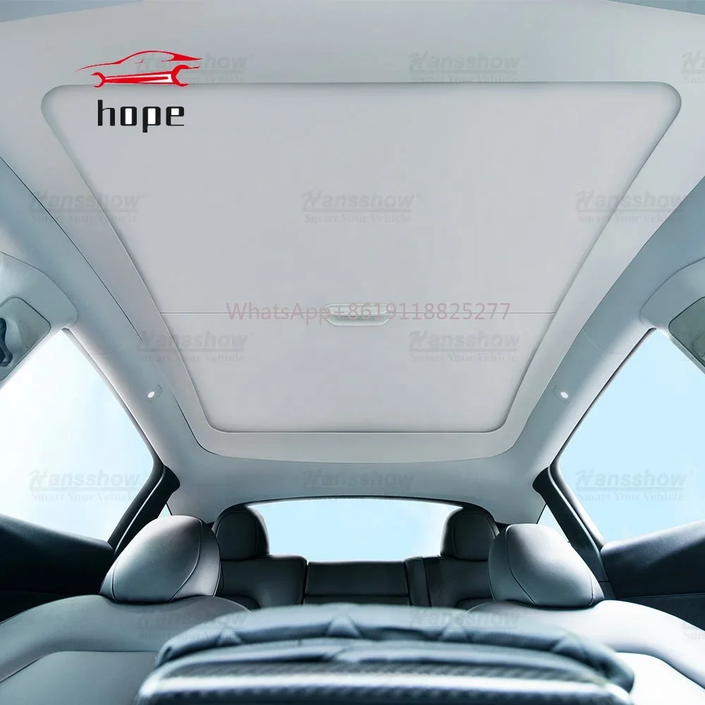 Hansshow Model 3/Y Retractable Glass Roof Roller Sunshade for Tesla Car Accessories Sun Shade 2017-2023