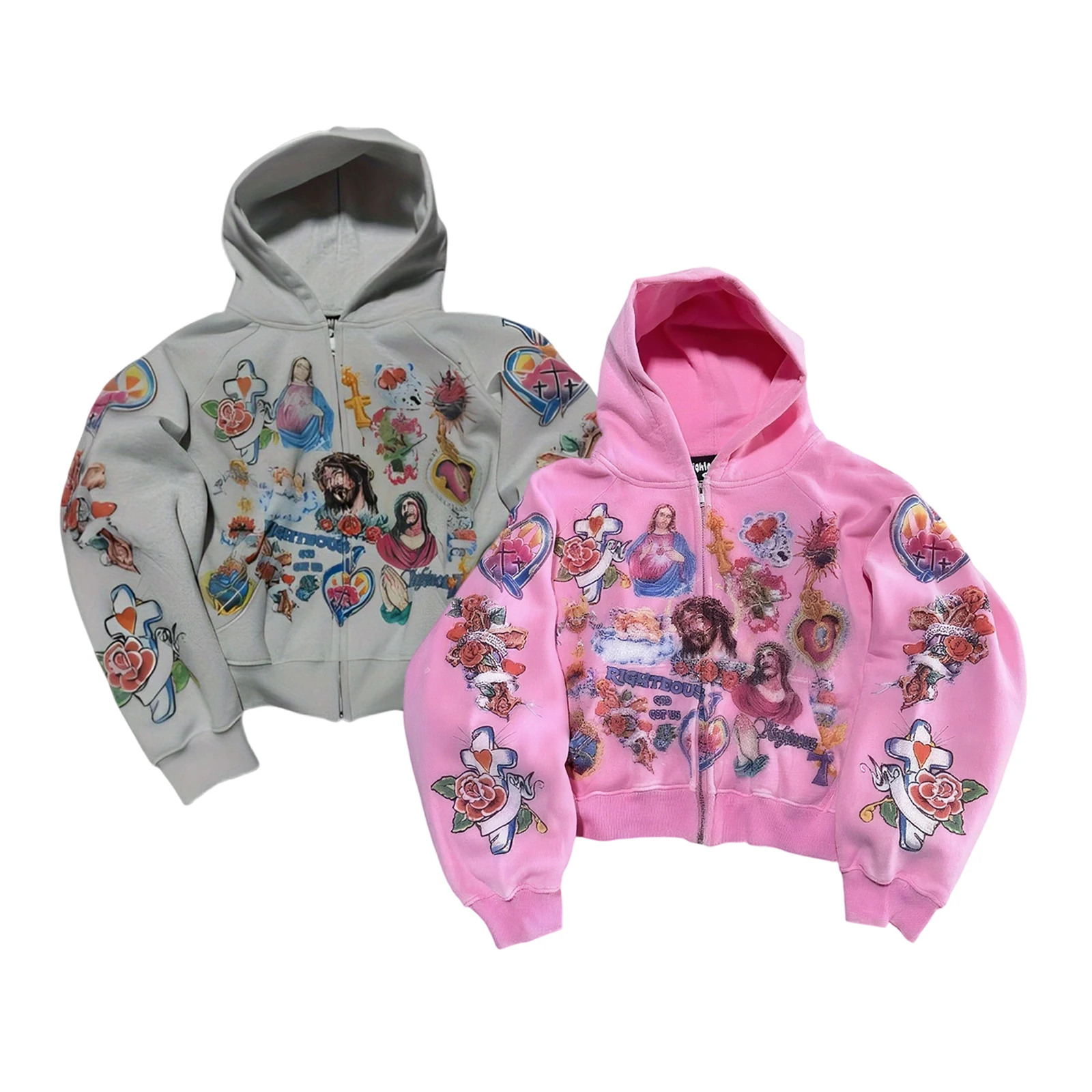 Women's Gothic Hoodies Fashion Harajuku Streetwear Jesus Printing Graffiti Pullover