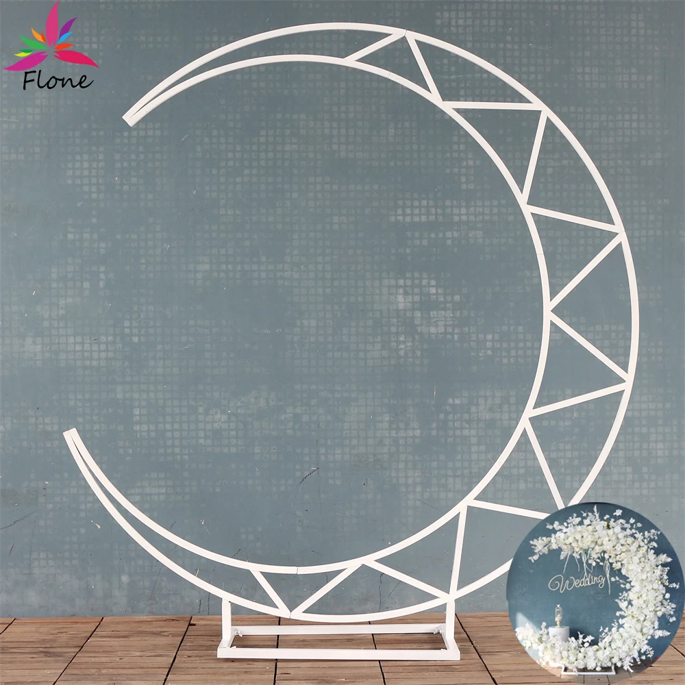 Moon Shape Wedding Metal Arch Party Backdrop, Iron Stand Frame, Flowers Arrangement, Background Decoration, 1.8 m, 2 M, 2.5m