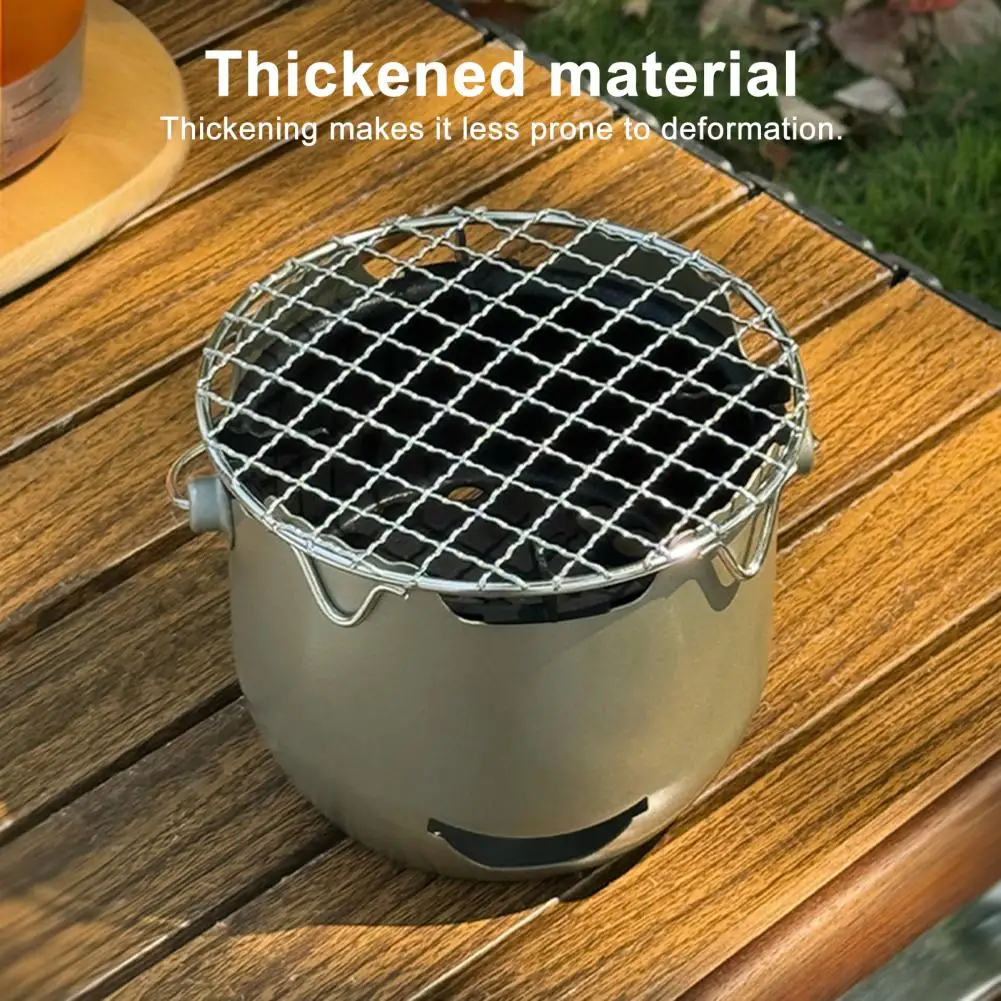 

Camping Stove with Edge Air Inlet Stainless Steel Portable Charcoal Grill Camping Stove Set for Outdoor Picnics for Survival