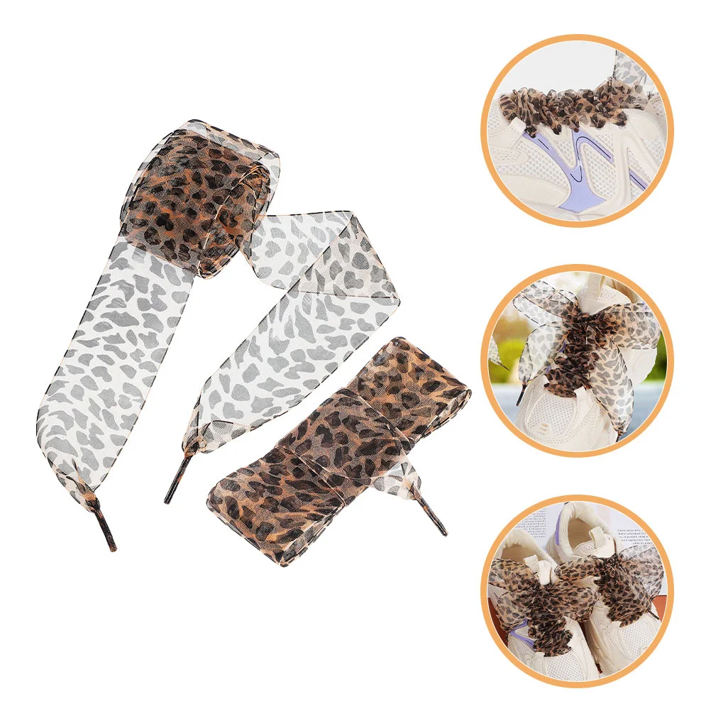 Band-Gaze-Schnürsenkel aus Leoparden-Spitze für Sport, flache Turnschuhe, Stiefel, Tiermuster, farbig bedruckt