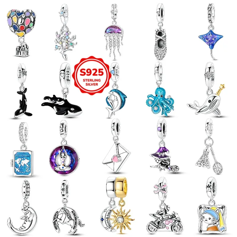 Hot selling Charm 925 Silver Ocean Life Theme Charm Bead Suitable for Women Original Bracelet DIY Pendant Luxury Jewelry Gift