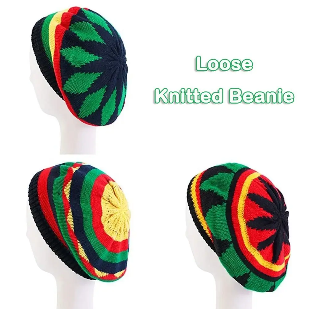 الكلاسيكية الجامايكي الريغي فضفاضة محبوك قبعة دافئة لينة قبعة البيريه الصوف محبوك Skullcap بيني كاب