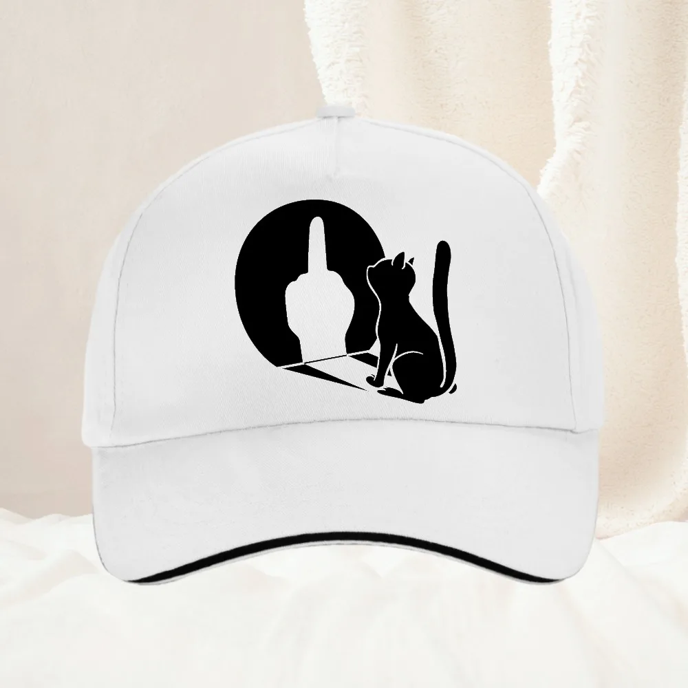 Mittelfinger-Katzen-Statement-Kappe, lustiges Geschenk für Männer, Papa, kreativer Aufdruck, Baseballkappen, Unisex, Outdoor, verstellbare Kappe – Detail 5