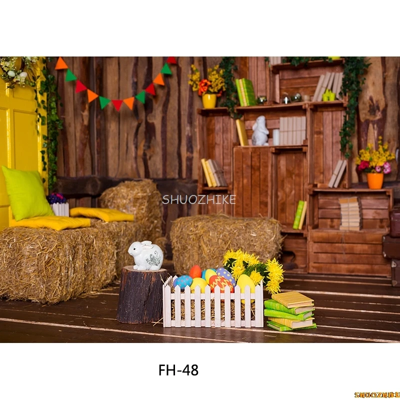 ผ้าบางวันอีสเตอร์การถ่ายภาพฉากหลังดอกทิวลิป YARD Decor Village Terrace ฤดูใบไม้ผลิตกแต่งเด็ก Photo Studio Props YXX-3