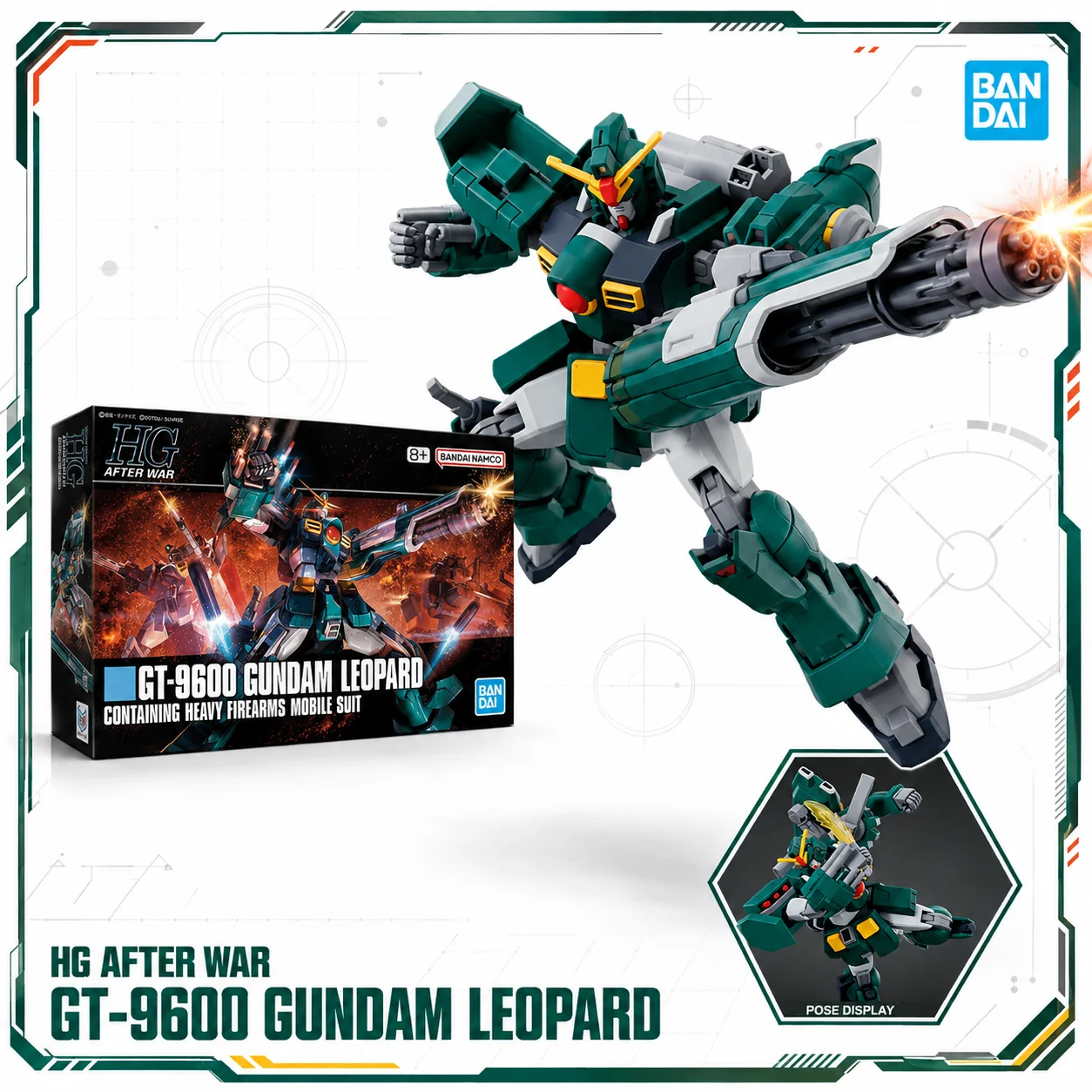 100% Bandai Genuine in Stock Gundam HG 1/144 GT-9600 Gundam Leopardi Gunpla Anime Action Figure Collection Model for Toys Gifts