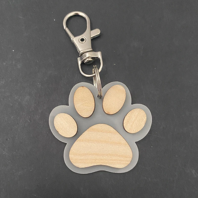 10pcs Keychain  Wooden Claw Print Pendant Key Ring