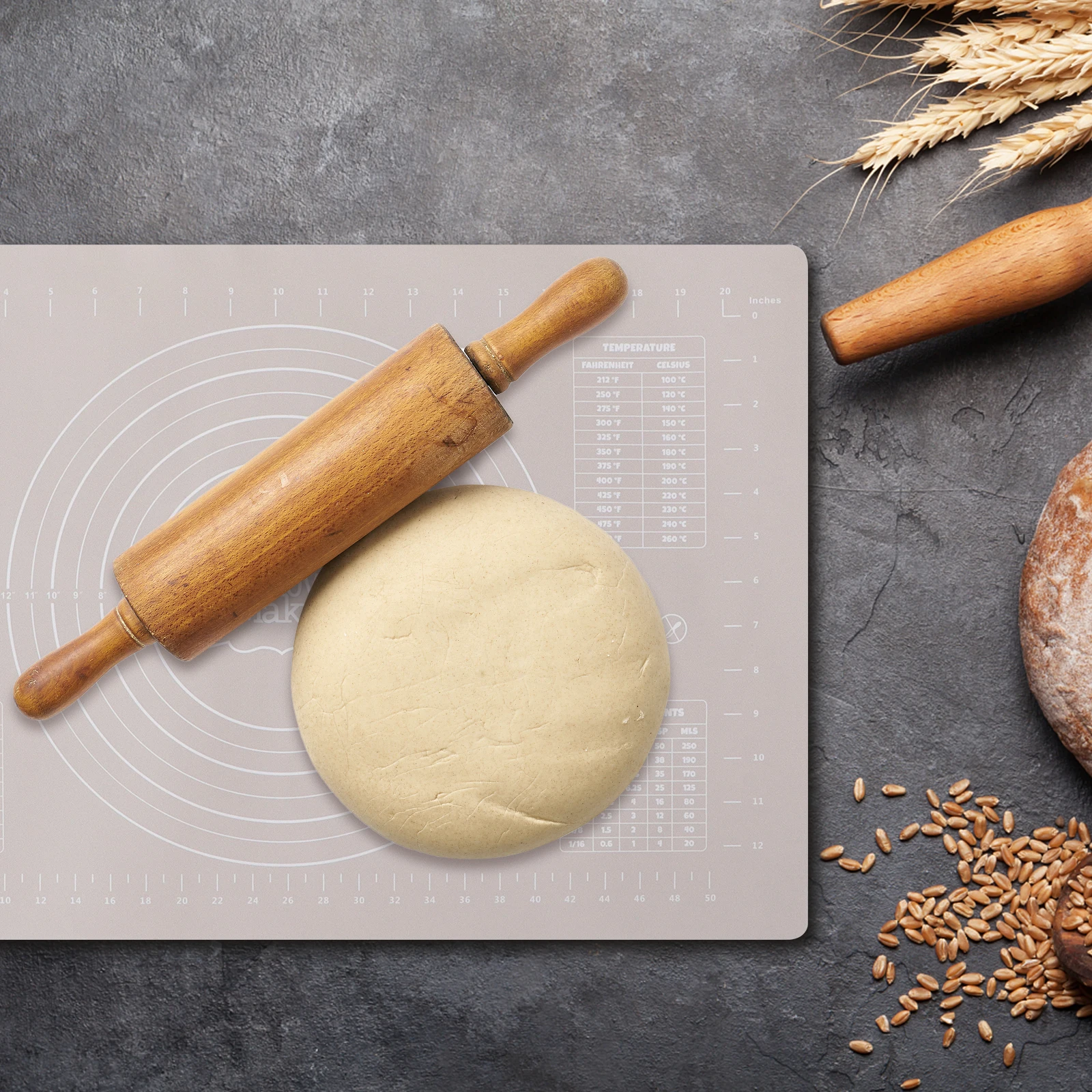 

1Pcs Silicone Dough Mat Premium Food Grade Nonstick Baking Supplies with Scale for Fondant Pasta Bread Cooking Dough Mat