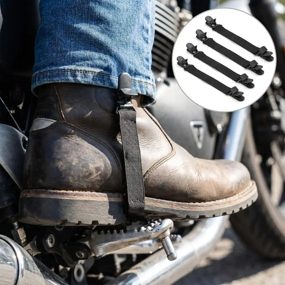 4pcs Portable Reusable Boot Straps Sturdy Adjustable Elastic Straps with Clips Multi-purpose Boot Straps Clamps Jeans Wear