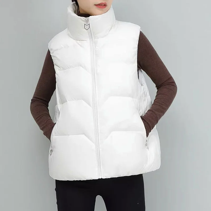

plus Size Women's Jacket Stand Collar Zipper Design Sleeveless Outerwear for Winter Casual Stylish Vest Large Size Clothes
