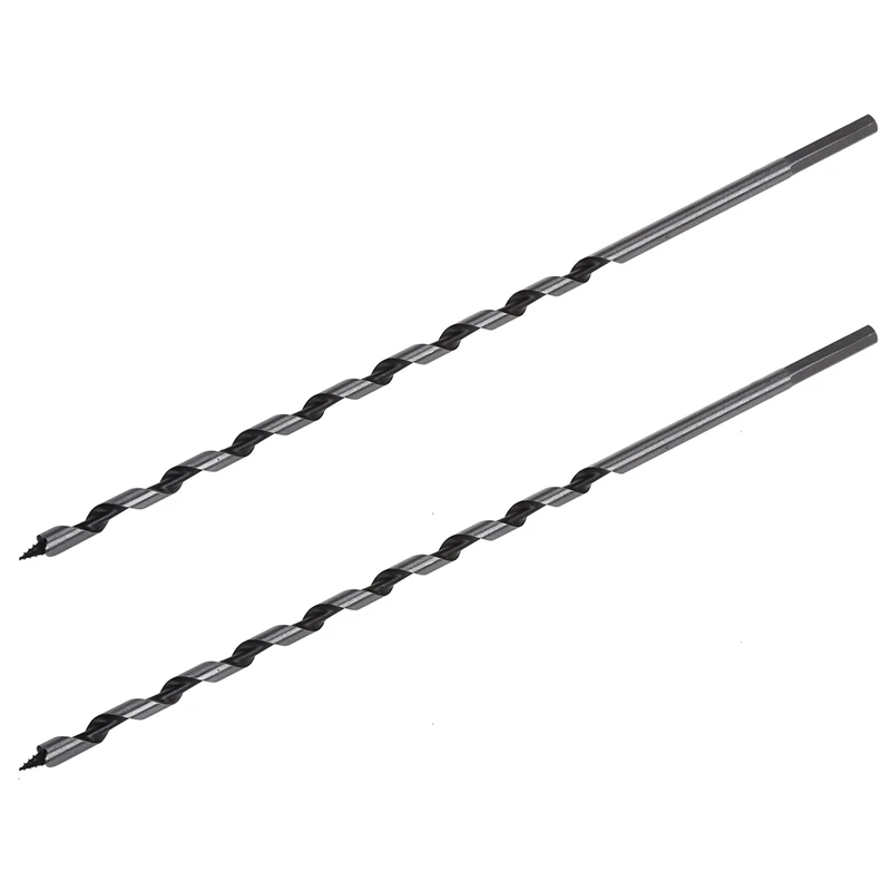 A23T 2pcs 6mm x 155mm Long Combination Wood Borer Auger Drill Bit, for Hand Brace & Power Drill