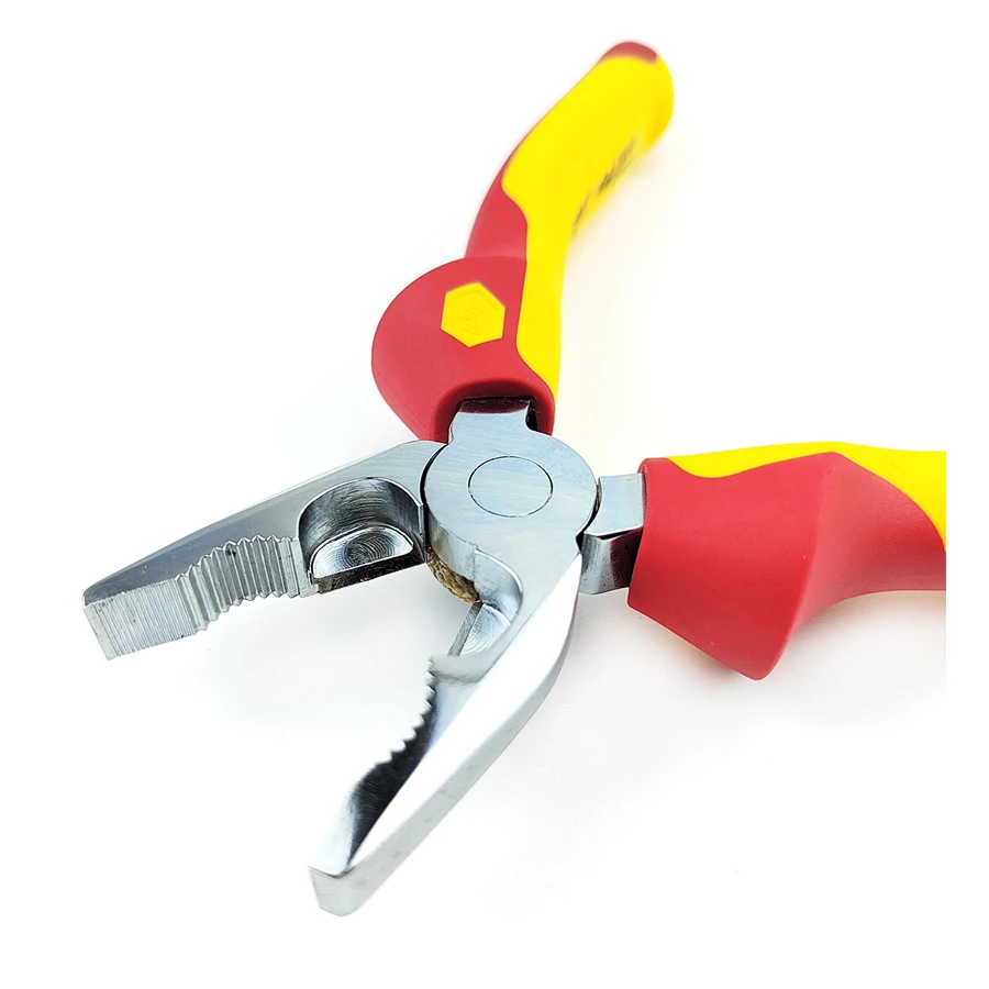 WIHA 26705 Insulated Combination Plier 1000V VDE Insulated Steel Wire Cutter with Extra Long Cutting Edge 160mm Electrical Plier