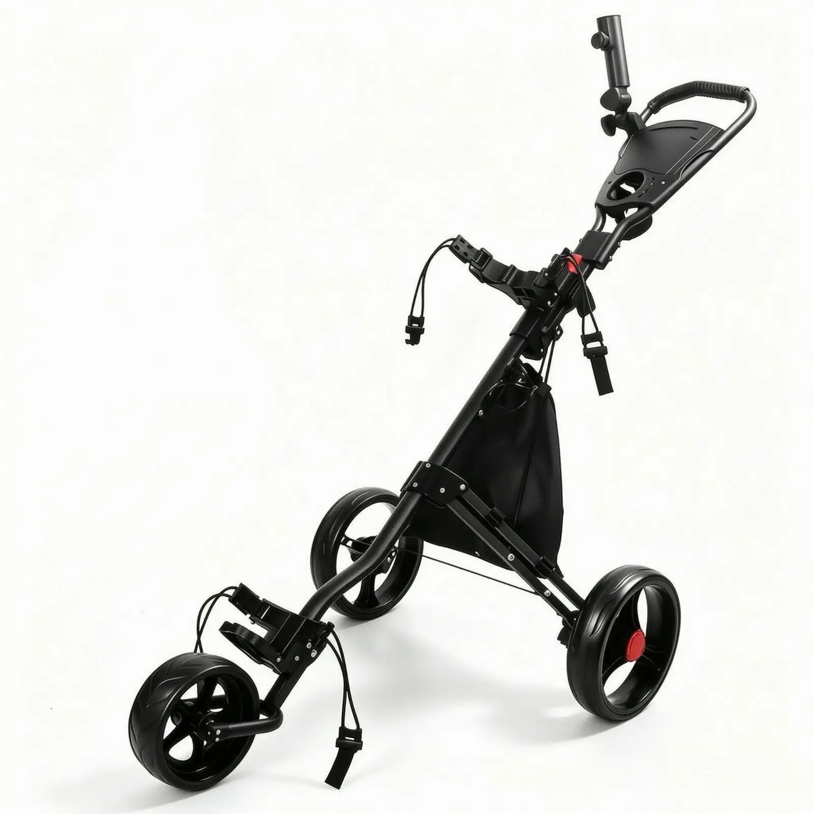 Folding Golf Cart Bag Carrier with Built in Pouch and Scorecard Holder for Smooth Mobility