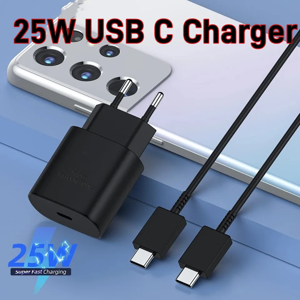 

25W USB C Charger PD Super Fast Charger With Type C Cable Fast Charging for Samsung Galaxy S23 S22 S21 Ultra S20 Note10