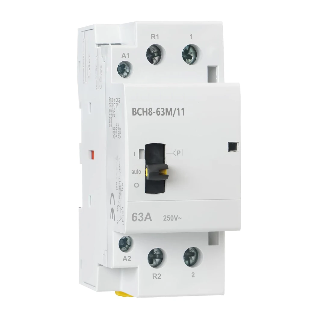 ABILKEEN BCH8-63M/11 63A 1NO1NC 2Pole Manual Household AC Contactor 50/60Hz Modular Contactor Circuit Manual/Automatic Control