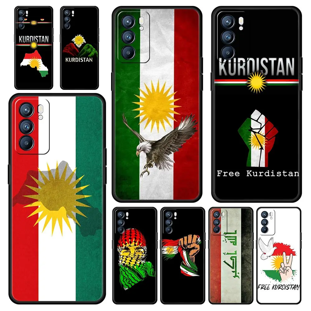 Phone Case For Oppo A54 A53 A52 A9 A15 A95 A17 A16 A76 A74 A57 A31 Find X6 Pro X5 Reno8 Reno7 Reno6 Pro 5G Cover Kurdistan Flag