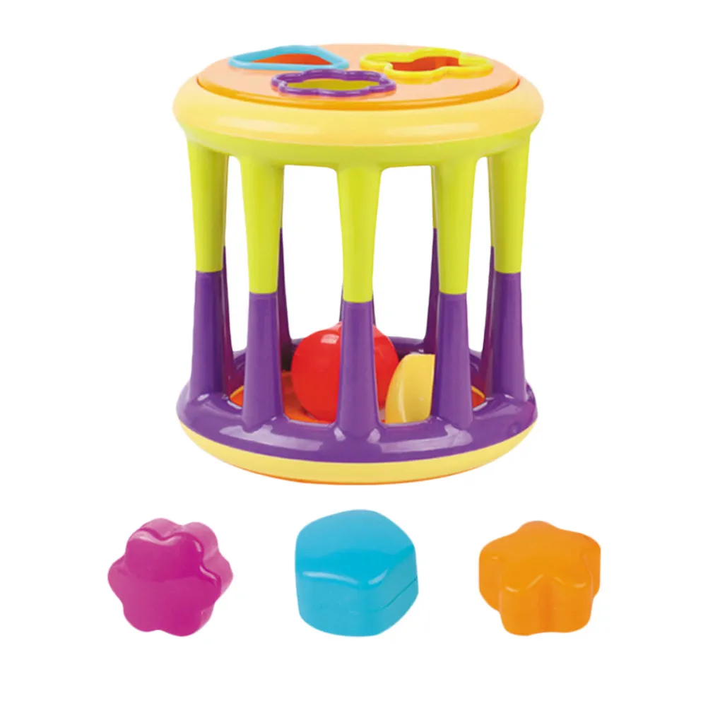 1Set Cylinder Combination Rattle Graphic Assembling Colorful Stack Kids Plastic Educational Plaything Tower Matching Early