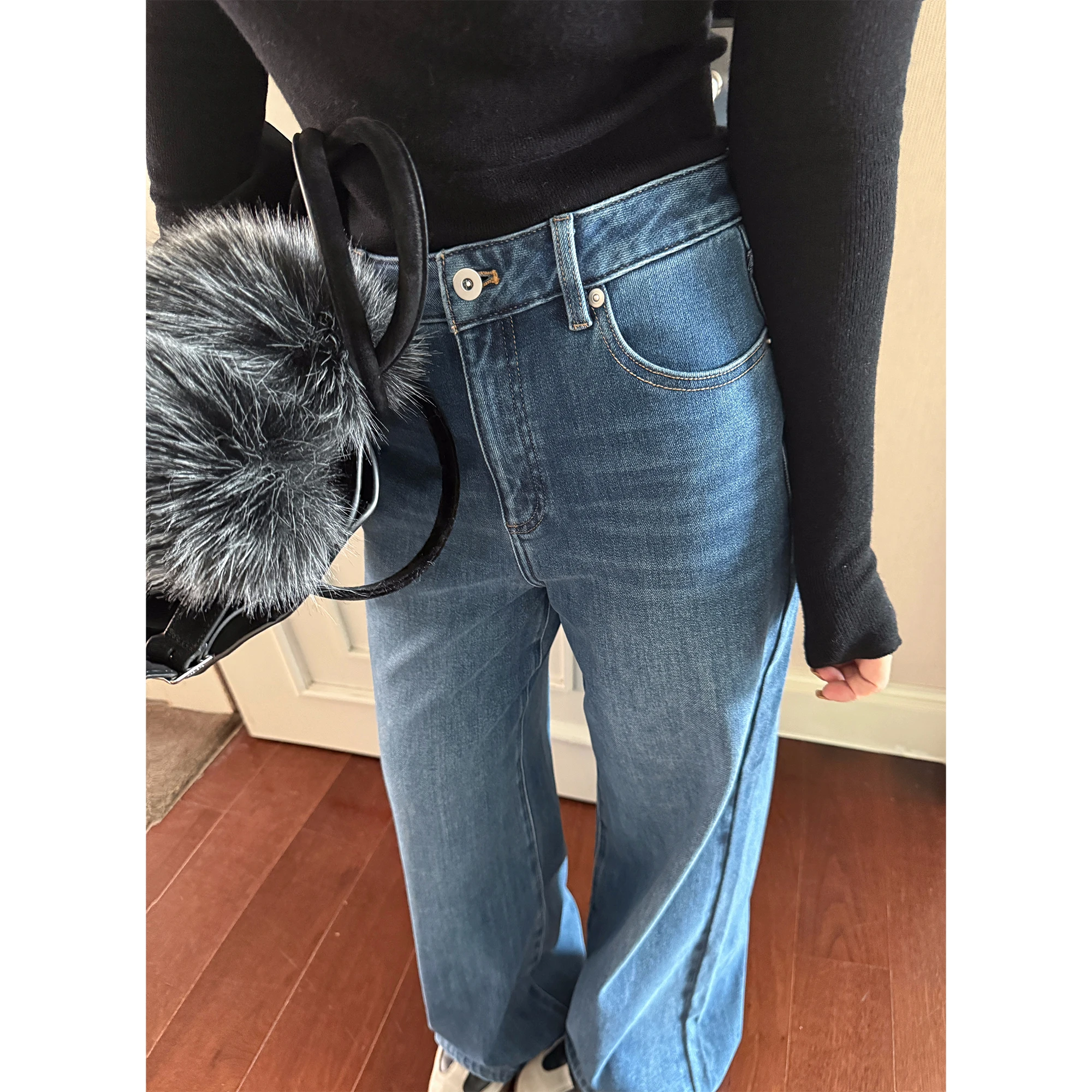 

Женские джинсы Scout с высокой талией, прямым кроем, на подкладке, универсальные брюки, идеальные для осенне-зимнего сезона