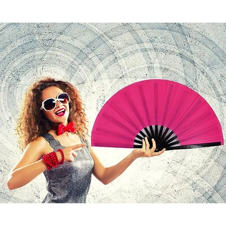 Large Rave Folding Hand Fan Clap Fan Popping Fans for Line Dancing, Big Foldable Clacking Fans for Dance Festival, Dancing, Per