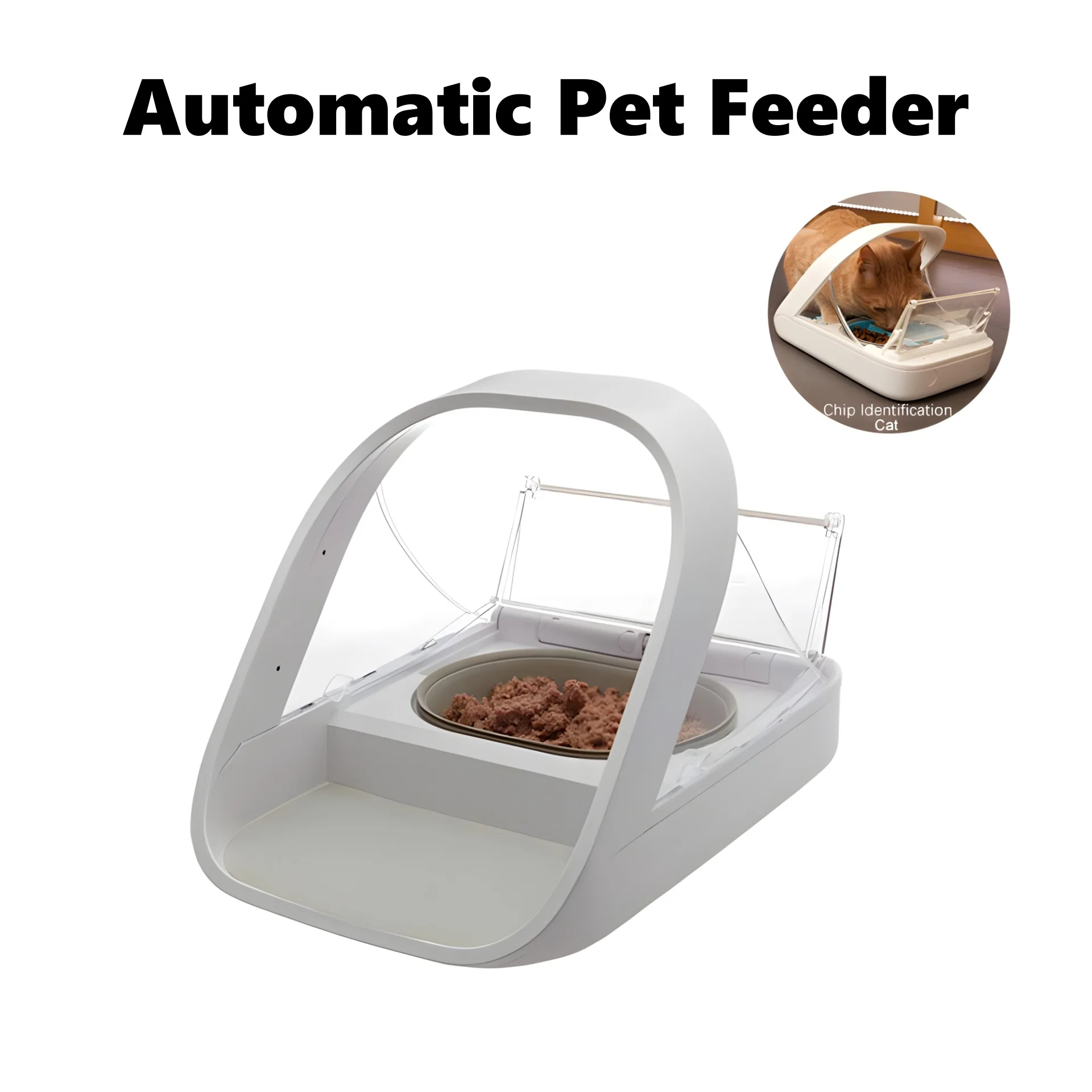 

Automatic Pet Feeder & Water Dispenser With Microchip Identification Meal Times Stress Free Suitable for Both Wet & Dry Food