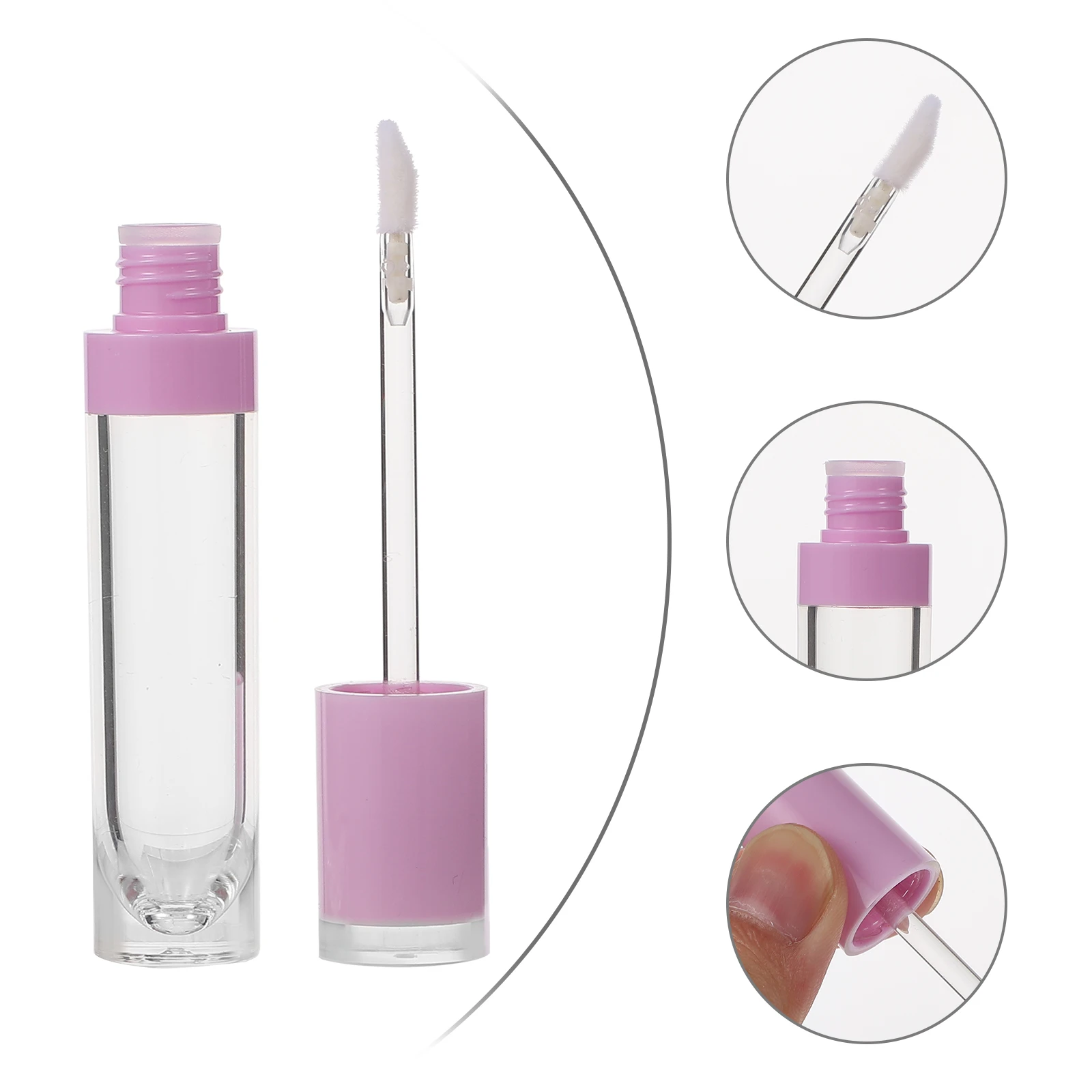 

4 Pcs 8ml Purple Empty Lip Gloss Tubes Small Clear Containers Portable DIY Lip Liquid Bottles Fillable Plastic