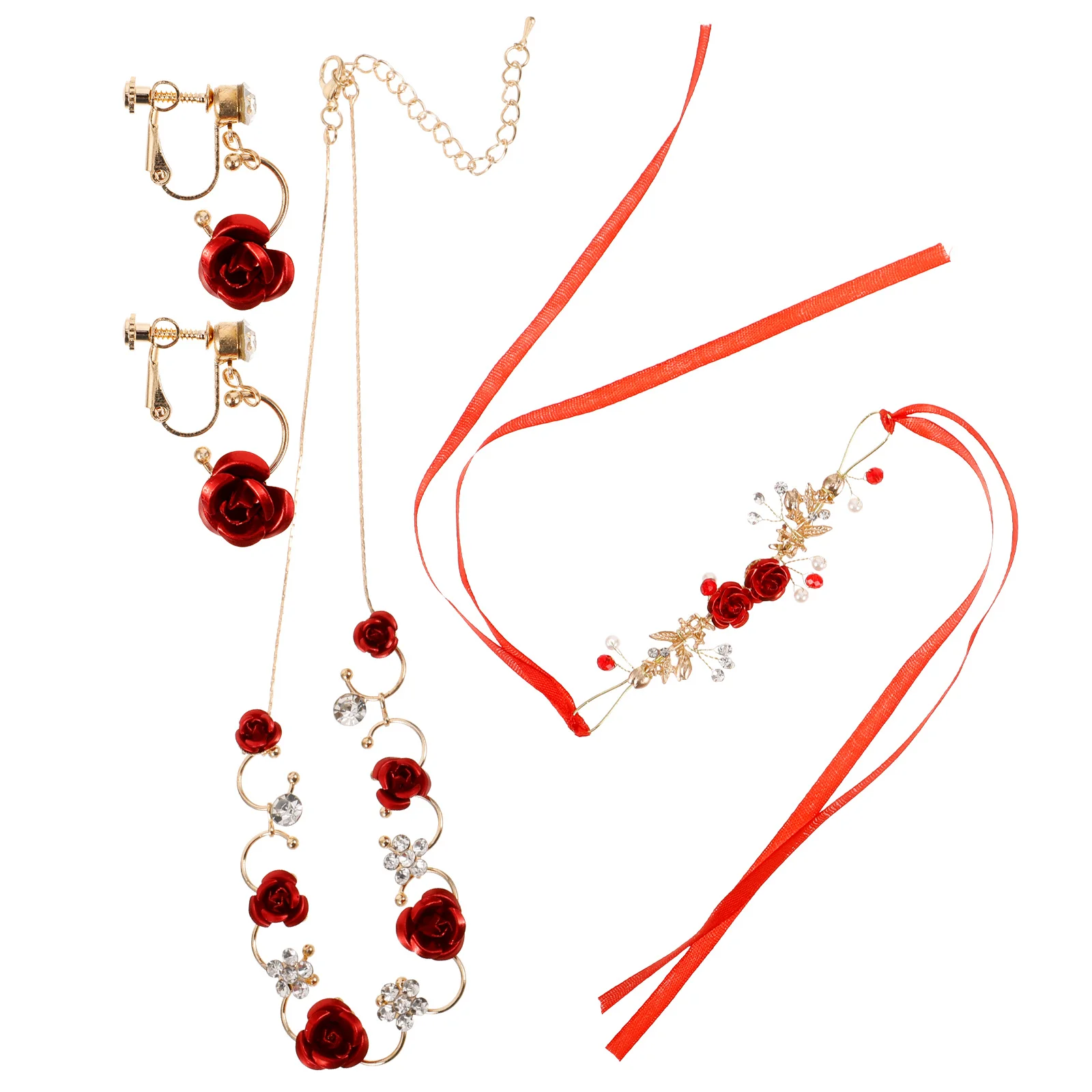 

Bridal Jewelry Set Rhinestone Wedding for Brides Necklaces Women Earrings Classy Zinc Alloy Jewelries